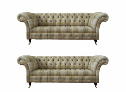 Designer Chesterfield Sofa set Sofa Couch Upholstery Set in 3+3 Seater
